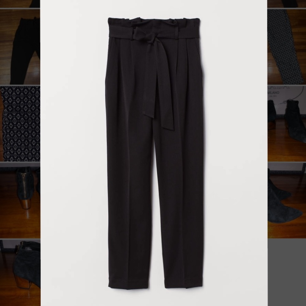 Black paper bag pants